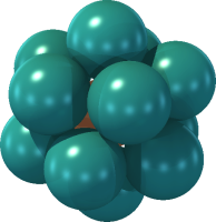 13 identical spheres can tessellate perfectly in 3 dimensional space, provided the central sphere is slightly smaller.