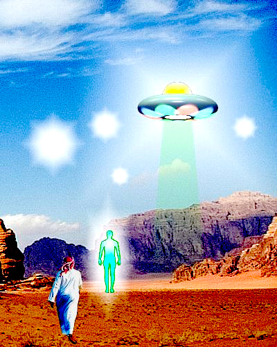 My own depiction of an encounter between an ancient prophet and an 'El' or Shining One [by Robert John Morton].