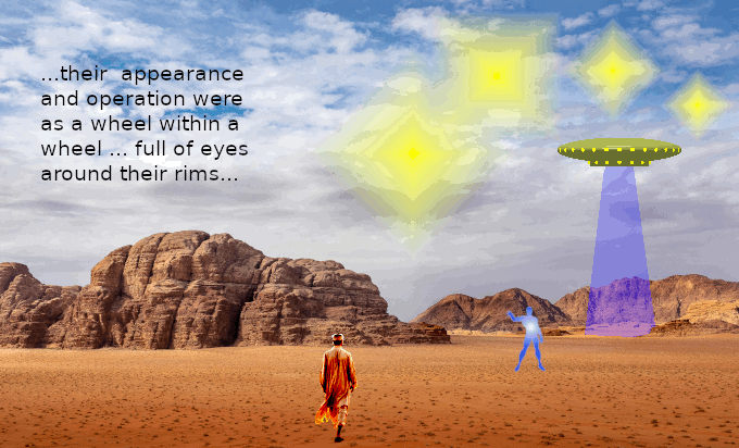 My own depiction of an encounter between an ancient prophet and an 'El' or Shining One [by Robert John Morton].