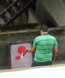 Devastatingly noisy high-powered water jet in use in a residential environment.