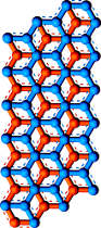 Graphite multi-layered hexagonal network.