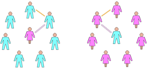 Inter-gender and same-gender links.