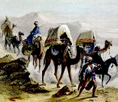 Camels with a howdah, by Émile Rouergue 1855.