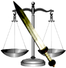 The sword and scales of justice.