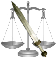 The sword and scales of justice.