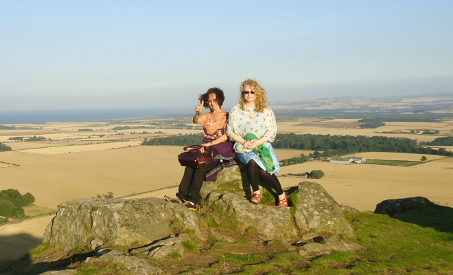 Lisa and me at the summit of Berwick Law.