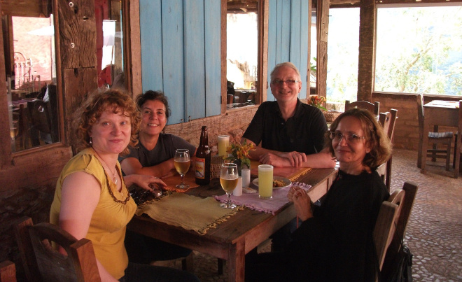 With Lisa, Célia, Robert in a restaurant in Itatiaia 2012.