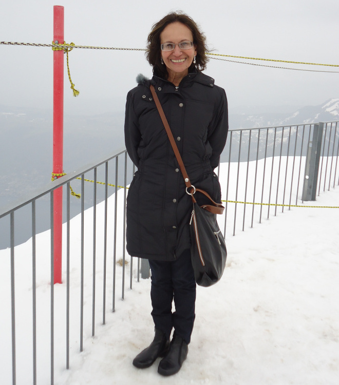 Dayse at the summit of Mount Rigi.
