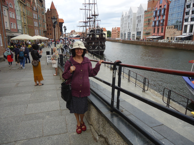 Old sailing ship in the harbour in Gdansk.