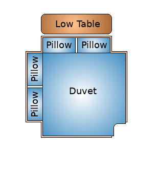 Maltese-cross bed design for the bedroom of the Universal Terrestrial Dwelling.
