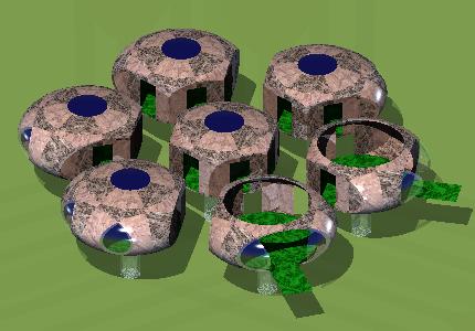 Exploded view of a complete daisy of the landshare dwelling.