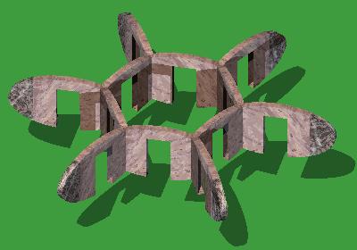 The internal wall structure of a complete daisy of the landshare dwelling.