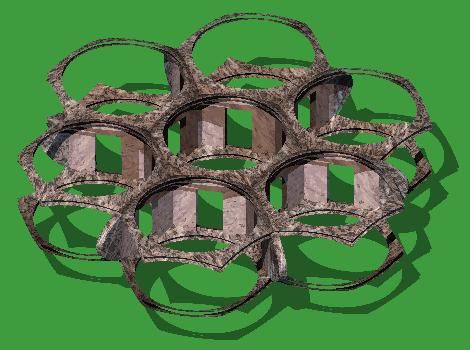 A complete daisy frame with internal walls.