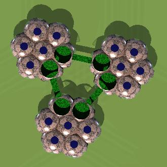 Three daisy units form the complete landshare dwelling.