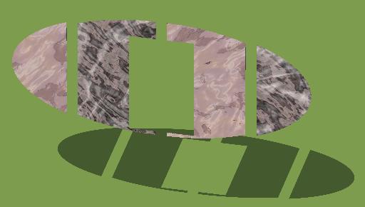 Exploded view of the internal walls and doorway of an ellipsoidal module of the landshare dwelling.