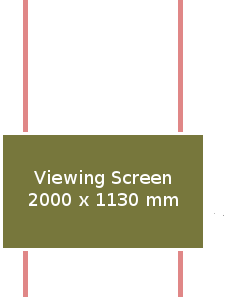 The screen and its support frame in the lounge of the Universal Terrestrial Dwelling.