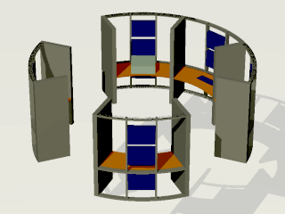 Carousel animation of the workstation consoles in the laboratory/workshop of the Universal Terrestrial Dwelling.