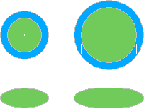 Relative sizes of the central and petal modules of the twin-daisy landshare dwelling.