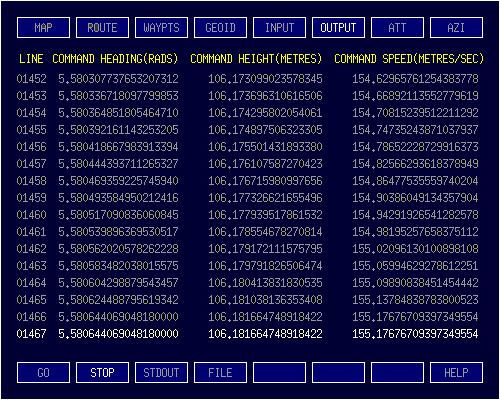 Output Tab of Global Navigator II originated and written in 'C' by Robert John Morton YE572246C.