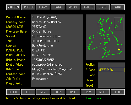 EBS Marketeer II's ADDRESS tab.