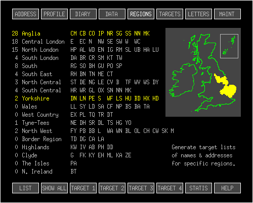 EBS Marketeer II's REGEONS tab.