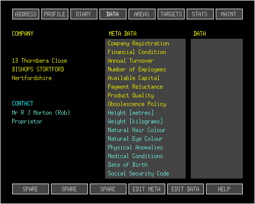 EBS Marketeer II's DATA tab.