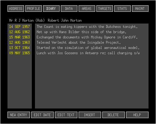 EBS Marketeer II's DIARY tab.