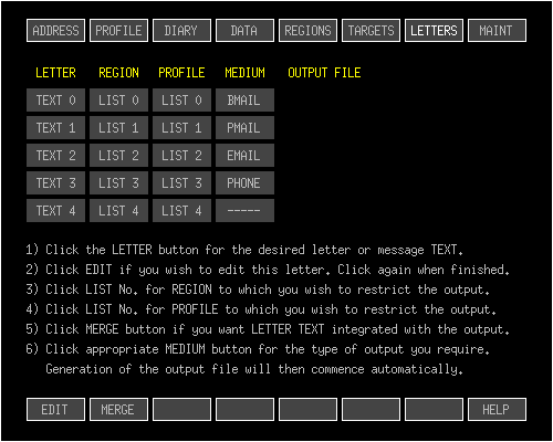 EBS Marketeer II's LERTTERS tab.