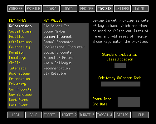 EBS Marketeer II's TARGETS tab.