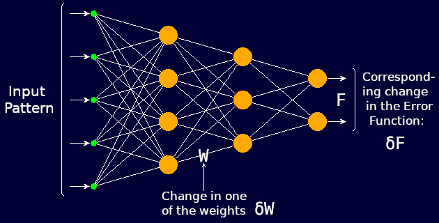 Illustration of the effect of changing a single weight within a multi-layer perceptron.