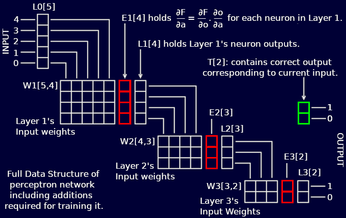 The weights data structure for the whole MLP.