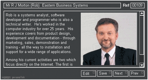 The dossier window  of the EBS Personal Link application.